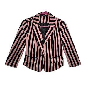 Lot of 2 Forever 21 Womens Striped Blazers M Pink/Black/Red/Black Statement